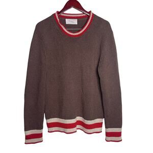 Linder men heavy chunky knit Brown Red Crewneck sweater L